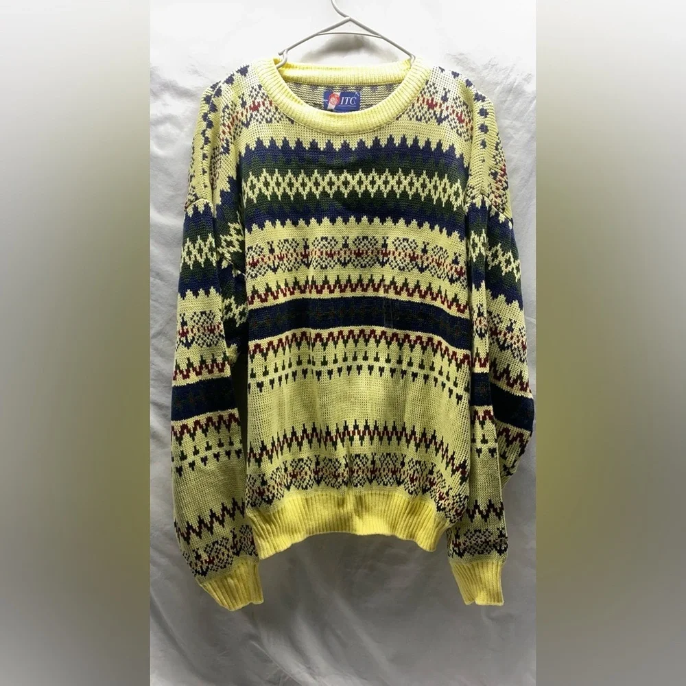 Vtg 90s ITC Grandpa Fair Isle Slouchy Sweater XXL NWT - Picture 5 of 5